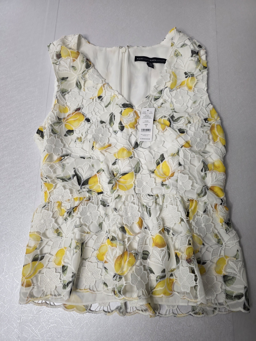 *NWT* White House Black Market Peplum Lemon Blouse, size 2